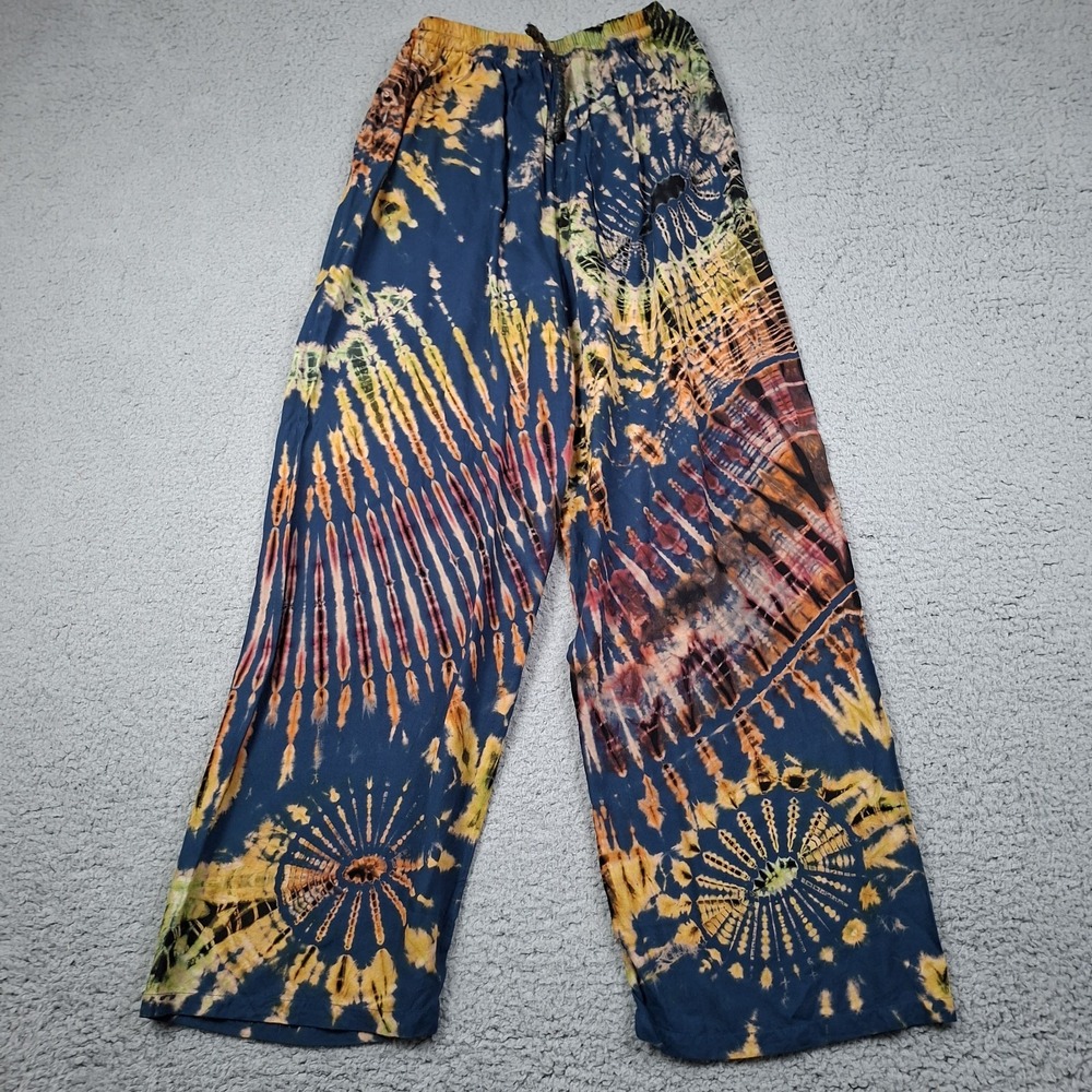 Womens Tie Dye Harem Pants 100% Rayon Boho Festival Wide Leg Flowy